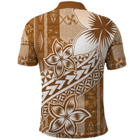Tonga Kupesi Ngatu Polo Shirt Vintage Brown Plumeria