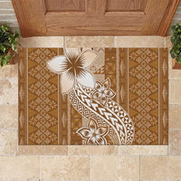 Tonga Kupesi Ngatu Rubber Doormat Vintage Brown Plumeria LT05 Brown - Polynesian Pride