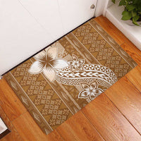 Tonga Kupesi Ngatu Rubber Doormat Vintage Brown Plumeria LT05 - Polynesian Pride
