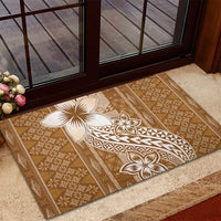 Tonga Kupesi Ngatu Rubber Doormat Vintage Brown Plumeria LT05 - Polynesian Pride