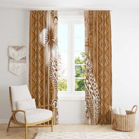 Tonga Kupesi Ngatu Window Curtain Vintage Brown Plumeria LT05 - Polynesian Pride