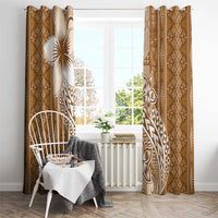 Tonga Kupesi Ngatu Window Curtain Vintage Brown Plumeria LT05 - Polynesian Pride