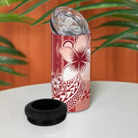 Tonga Kupesi Ngatu 4 in 1 Can Cooler Tumbler Vintage Red Plumeria LT05 - Polynesian Pride