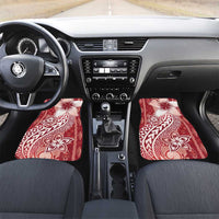Tonga Kupesi Ngatu Car Mats Vintage Red Plumeria LT05 Set 2pcs - Front Red - Polynesian Pride