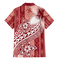 Tonga Kupesi Ngatu Family Matching Mermaid Dress and Hawaiian Shirt Vintage Red Plumeria