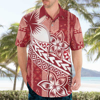 Tonga Kupesi Ngatu Hawaiian Shirt Vintage Red Plumeria LT05 - Polynesian Pride