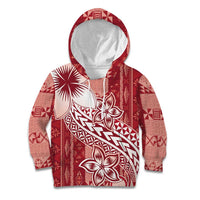 Tonga Kupesi Ngatu Kid Hoodie Vintage Red Plumeria