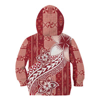 Tonga Kupesi Ngatu Kid Hoodie Vintage Red Plumeria