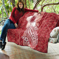 Tonga Kupesi Ngatu Quilt Vintage Red Plumeria