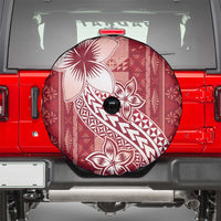 Tonga Kupesi Ngatu Spare Tire Cover Vintage Red Plumeria