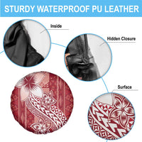 Tonga Kupesi Ngatu Spare Tire Cover Vintage Red Plumeria