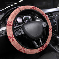 Tonga Kupesi Ngatu Steering Wheel Cover Vintage Red Plumeria LT05 Universal Fit Red - Polynesian Pride