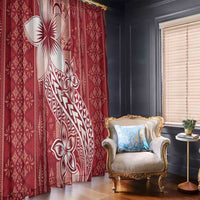 Tonga Kupesi Ngatu Window Curtain Vintage Red Plumeria LT05 - Polynesian Pride