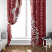 Tonga Kupesi Ngatu Window Curtain Vintage Red Plumeria LT05 - Polynesian Pride