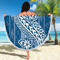 Tonga Kupesi Ngatu Beach Blanket Vintage Blue Plumeria LT05 - Polynesian Pride