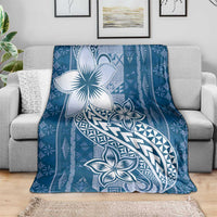 Tonga Kupesi Ngatu Blanket Vintage Blue Plumeria LT05 - Polynesian Pride