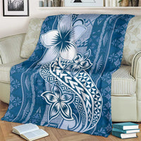 Tonga Kupesi Ngatu Blanket Vintage Blue Plumeria LT05 - Polynesian Pride