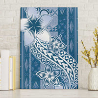 Tonga Kupesi Ngatu Canvas Wall Art Vintage Blue Plumeria LT05 Without Frame Blue - Polynesian Pride