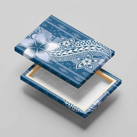 Tonga Kupesi Ngatu Canvas Wall Art Vintage Blue Plumeria LT05 - Polynesian Pride