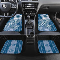 Tonga Kupesi Ngatu Car Mats Vintage Blue Plumeria LT05 Set 4pcs Blue - Polynesian Pride