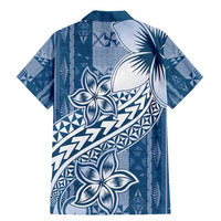 Tonga Kupesi Ngatu Family Matching Mermaid Dress and Hawaiian Shirt Vintage Blue Plumeria