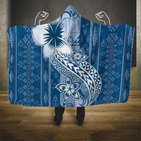 Tonga Kupesi Ngatu Hooded Blanket Vintage Blue Plumeria LT05 - Polynesian Pride