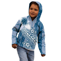 Tonga Kupesi Ngatu Kid Hoodie Vintage Blue Plumeria LT05 - Polynesian Pride