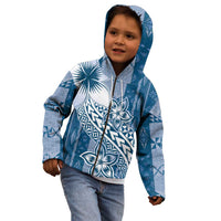Tonga Kupesi Ngatu Kid Hoodie Vintage Blue Plumeria LT05 - Polynesian Pride