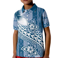 Tonga Kupesi Ngatu Kid Polo Shirt Vintage Blue Plumeria