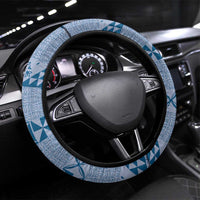 Tonga Kupesi Ngatu Steering Wheel Cover Vintage Blue Plumeria LT05 Universal Fit Blue - Polynesian Pride