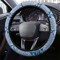 Tonga Kupesi Ngatu Steering Wheel Cover Vintage Blue Plumeria LT05 - Polynesian Pride