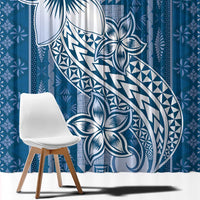 Tonga Kupesi Ngatu Window Curtain Vintage Blue Plumeria LT05 - Polynesian Pride