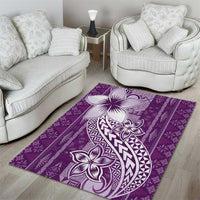 Tonga Kupesi Ngatu Area Rug Vintage Purple Plumeria