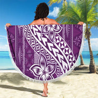 Tonga Kupesi Ngatu Beach Blanket Vintage Purple Plumeria LT05 - Polynesian Pride