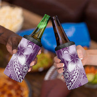Tonga Kupesi Ngatu 4 in 1 Can Cooler Tumbler Vintage Purple Plumeria LT05 - Polynesian Pride
