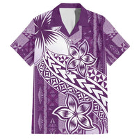 Tonga Kupesi Ngatu Family Matching Off Shoulder Maxi Dress and Hawaiian Shirt Vintage Purple Plumeria