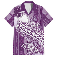 Tonga Kupesi Ngatu Family Matching Short Sleeve Bodycon Dress and Hawaiian Shirt Vintage Purple Plumeria