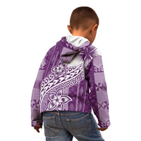 Tonga Kupesi Ngatu Kid Hoodie Vintage Purple Plumeria LT05 - Polynesian Pride