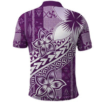 Tonga Kupesi Ngatu Polo Shirt Vintage Purple Plumeria