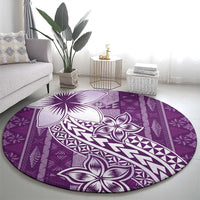 Tonga Kupesi Ngatu Round Carpet Vintage Purple Plumeria LT05 - Polynesian Pride