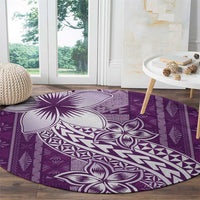 Tonga Kupesi Ngatu Round Carpet Vintage Purple Plumeria LT05 - Polynesian Pride
