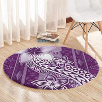 Tonga Kupesi Ngatu Round Carpet Vintage Purple Plumeria LT05 - Polynesian Pride