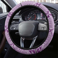 Tonga Kupesi Ngatu Steering Wheel Cover Vintage Purple Plumeria LT05 - Polynesian Pride
