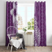 Tonga Kupesi Ngatu Window Curtain Vintage Purple Plumeria LT05 - Polynesian Pride