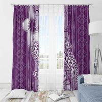 Tonga Kupesi Ngatu Window Curtain Vintage Purple Plumeria LT05 - Polynesian Pride