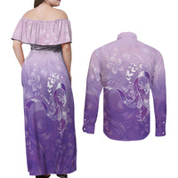 Lupus Awareness Month Couples Matching Off Shoulder Maxi Dress and Long Sleeve Button Shirt Polynesian Style LT05 - Polynesian Pride