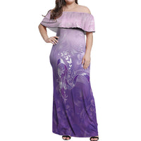 Lupus Awareness Month Off Shoulder Maxi Dress Polynesian Style LT05 Women Lilac - Polynesian Pride