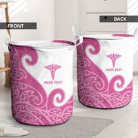 Personalised New Zealand Nurse Laundry Basket Maori Koru Pink Version LT05 - Polynesian Pride