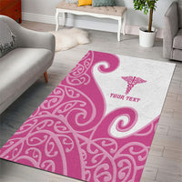 Personalised New Zealand Nurse Area Rug Maori Koru Pink Version LT05 - Polynesian Pride