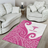 Personalised New Zealand Nurse Area Rug Maori Koru Pink Version LT05 - Polynesian Pride